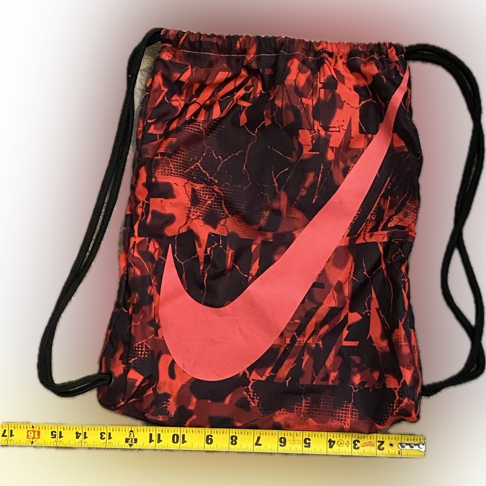 Nike Red and Black Graphic Drawstring Bag
